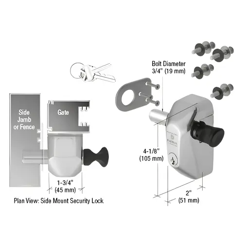 316 Polished Stainless Steel Security Side Mount Lock 316 Polished Stainless Steel Security Side Mount Lock