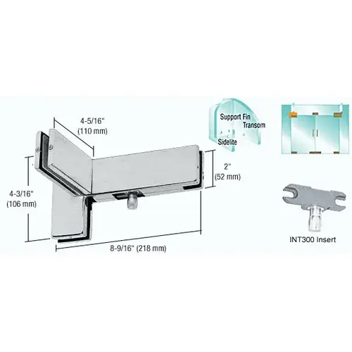 Brushed Stainless Right Hand Sidelite Transom Patch with Support Fin Bracket and 1NT300 Insert Brushed Stainless Right Hand Sidelite Transom Patch with Support Fin Bracket and 1NT300 Insert