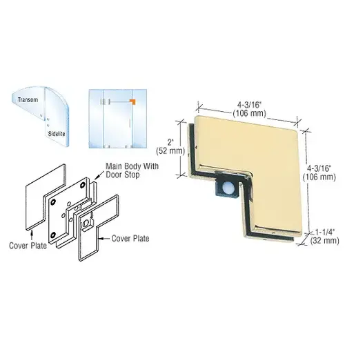 Brass Sidelite Mounted Transom Patch With Reversible Door Stop Brass Sidelite Mounted Transom Patch With Reversible Door Stop