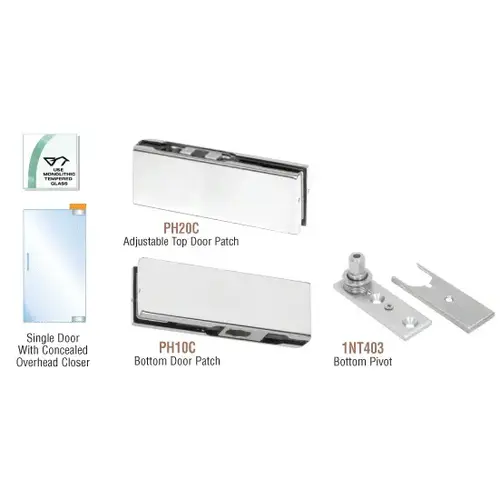 Satin Anodized North American Patch Door Kit for Use with Overhead Door Closer - Without Lock Satin Anodized North American Patch Door Kit for Use with Overhead Door Closer - Without Lock