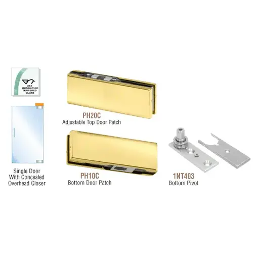 Polished Brass North American Patch Door Kit for Use with Overhead Door Closer - Without Lock Polished Brass North American Patch Door Kit for Use with Overhead Door Closer - Without Lock