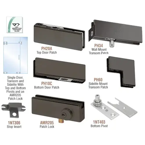 Black Bronze Anodized North American Patch Door Kit for Use With Fixed Transom and One Sidelite - Without Lock Black Bronze Anodized North American Patch Door Kit for Use With Fixed Transom and One Sidelite - Without Lock