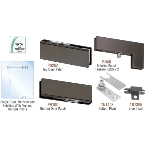 Black Bronze Anodized North American Patch Door Kit for Use with Fixed Transom and Two Sidelites - Without Lock Black Bronze Anodized North American Patch Door Kit for Use with Fixed Transom and Two Sidelites - Without Lock