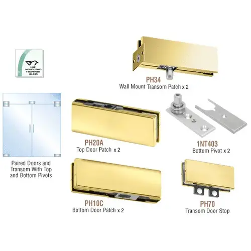 Polished Brass North American Patch Door Kit for Double Doors for Use with Fixed Transom - Without Lock Polished Brass North American Patch Door Kit for Double Doors for Use with Fixed Transom - Without Lock