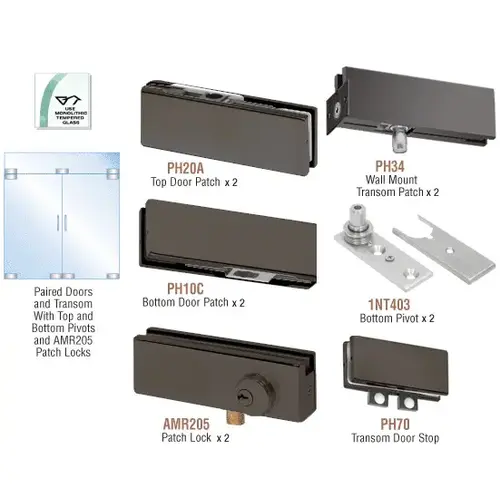 Black Bronze Anodized North American Patch Door Kit for Double Doors for Use with Fixed Transom - With Lock Black Bronze Anodized North American Patch Door Kit for Double Doors for Use with Fixed Transom - With Lock