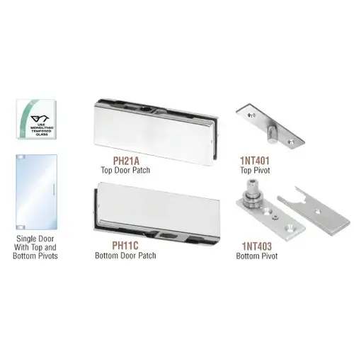 Satin Anodized European Patch Door Kit - Without Lock Satin Anodized European Patch Door Kit - Without Lock