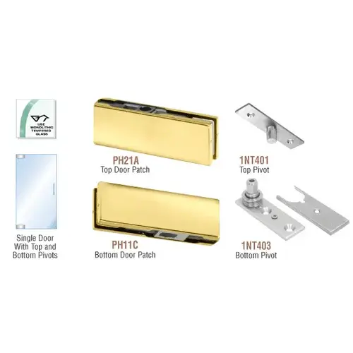 Polished Brass European Patch Door Kit - Without Lock Polished Brass European Patch Door Kit - Without Lock