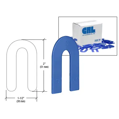 Blue 1/16" x 2" Plastic Horseshoe Shims