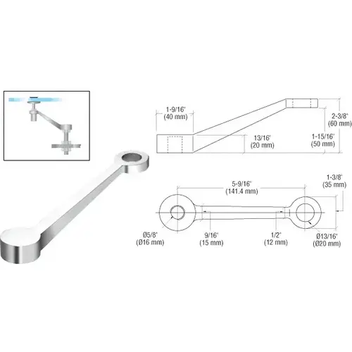 Polished Stainless Regular Duty Single Long Arm Spider Fitting Column Mount Polished Stainless Regular Duty Single Long Arm Spider Fitting Column Mount
