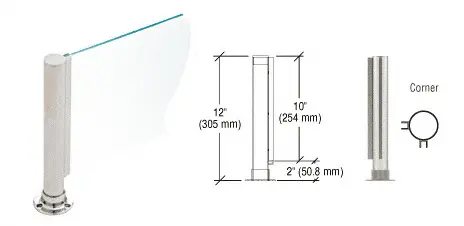 CRL Brushed Stainless 12 Round PP01 Elegant Series Counter/Partition Corner Post With Air Space PP01LBS
