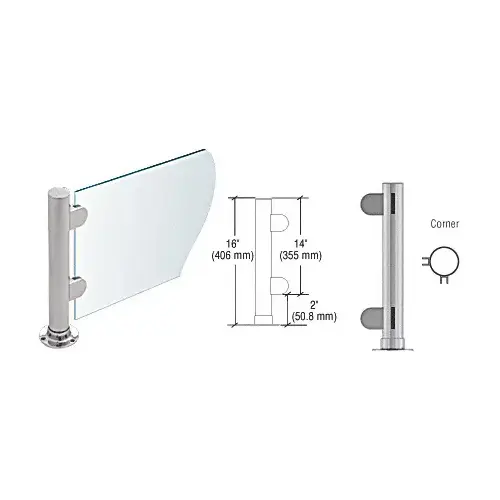 Brushed Stainless 16" Round PP06 Elegant Series Counter/Partition Corner Post with Air Space Brushed Stainless 16" Round PP06 Elegant Series Counter/Partition Corner Post with Air Space