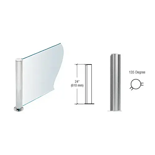 Brushed Stainless 24" Round PP08 Elegant Series Counter/Partition 135 Degree Post Brushed Stainless 24" Round PP08 Elegant Series Counter/Partition 135 Degree Post