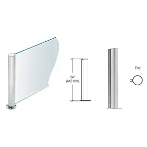CRL PP0824EBS Brushed Stainless 24" Round PP08 Elegant Series Counter/Partition End Post