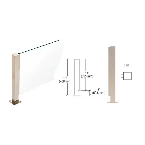 Brushed Stainless 16" High 1-1/2" Square PP41 Plaza Series Counter/Partition End Post With Air Space Brushed Stainless 16" High 1-1/2" Square PP41 Plaza Series Counter/Partition End Post With Air Space