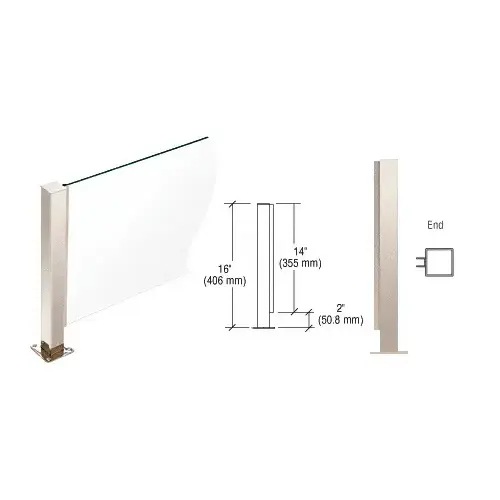 Polished Stainless 16" High 1-1/2" Square PP41 Plaza Series Counter/Partition End Post With Air Space Polished Stainless 16" High 1-1/2" Square PP41 Plaza Series Counter/Partition End Post With Air Space