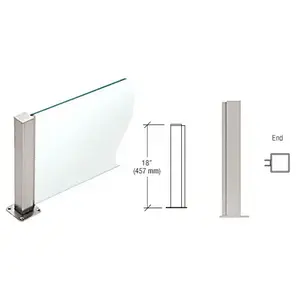 CRL PP4318EBS Brushed Stainless 18" High 1-1/2" Square PP43 Plaza Series Counter/Partition End Post