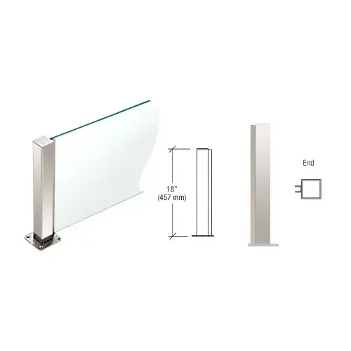 Polished Stainless 18" High 1-1/2" Square PP43 Plaza Series Counter/Partition End Post