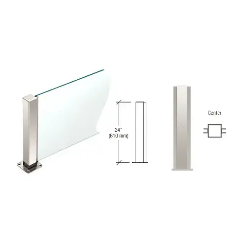 Polished Stainless 24" High 1-1/2" Square PP43 Plaza Series Counter/Partition Center Post