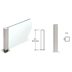 CRL PP4324EBS Brushed Stainless 24" High 1-1/2" Square PP43 Plaza Series Counter/Partition End Post