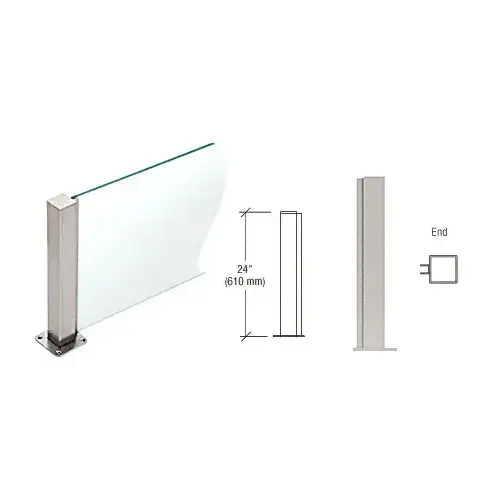 Brushed Stainless 24" High 1-1/2" Square PP43 Plaza Series Counter/Partition End Post
