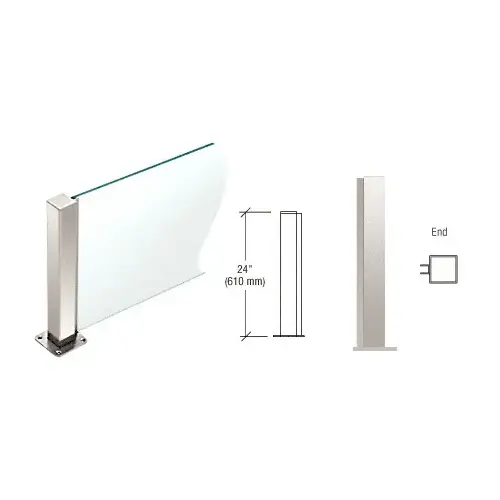 Polished Stainless 24" High 1-1/2" Square PP43 Plaza Series Counter/Partition End Post