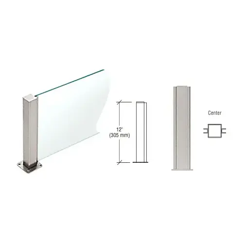 Brushed Stainless 12" High 1-1/2" Square PP43 Plaza Series Counter/Partition Center Post