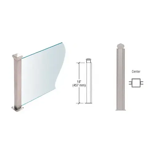 Brushed Stainless 18" High 1-1/2" Square PP44 Plaza Series Counter/Partition Center Post Brushed Stainless 18" High 1-1/2" Square PP44 Plaza Series Counter/Partition Center Post