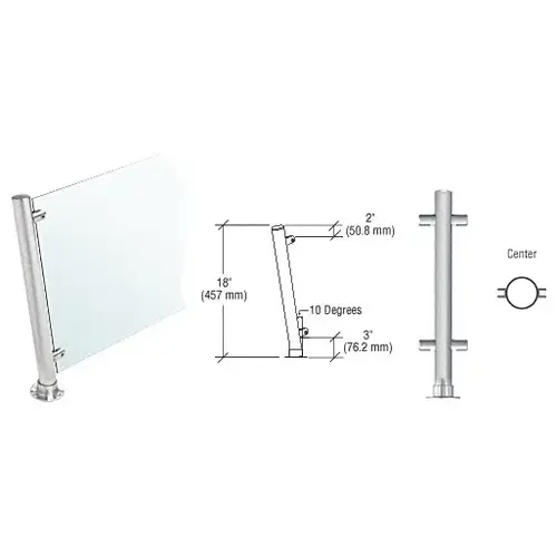 Brushed Stainless 18" High 1-1/2" Round PP46 Contemporary Series Slant Front Counter/Partition Center Post