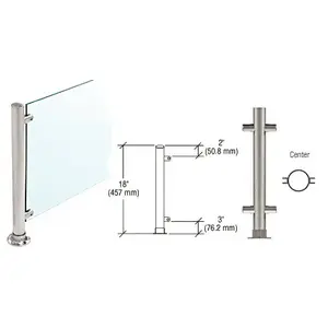 CRL PP56CBS Brushed Stainless 18" High 1" Round PP56 Slimline Series Straight Front Counter/Partition Center Post