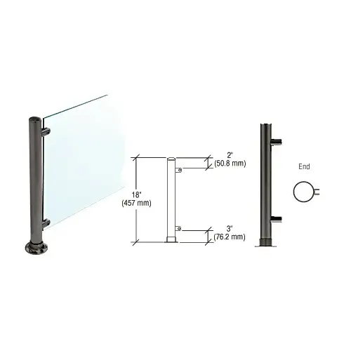 Black Powder Paint 18" High 1" Round PP56 Slimline Series Straight Front Counter/Partition End Post