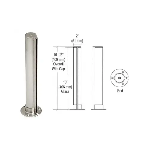 Brushed Stainless 2" Round Tight-Fit Series Partition Post - End