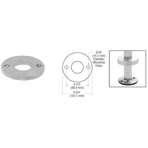 Mill Finish Stainless Steel Base Flange for 1-1/4" Schedule 40 Pipe Railings - Concrete/Steel Mount
