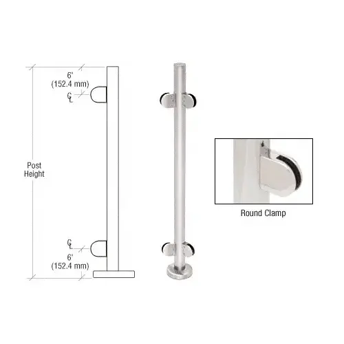Polished Stainless 36" Steel Round Glass Clamp 135 Degree Center Post Railing Kit Polished Stainless 36" Steel Round Glass Clamp 135 Degree Center Post Railing Kit
