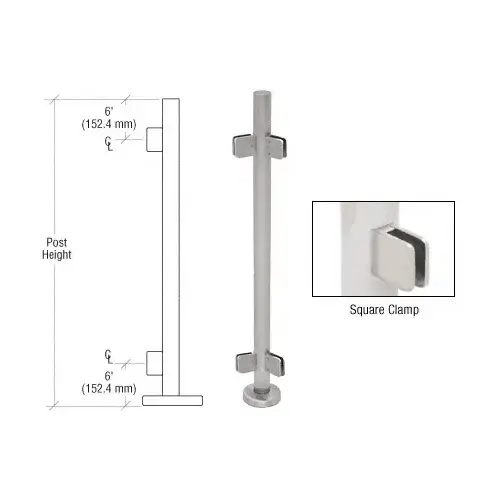 Brushed Stainless 36" Steel Square Glass Clamp 135 Degree Center Post Railing Kit Brushed Stainless 36" Steel Square Glass Clamp 135 Degree Center Post Railing Kit