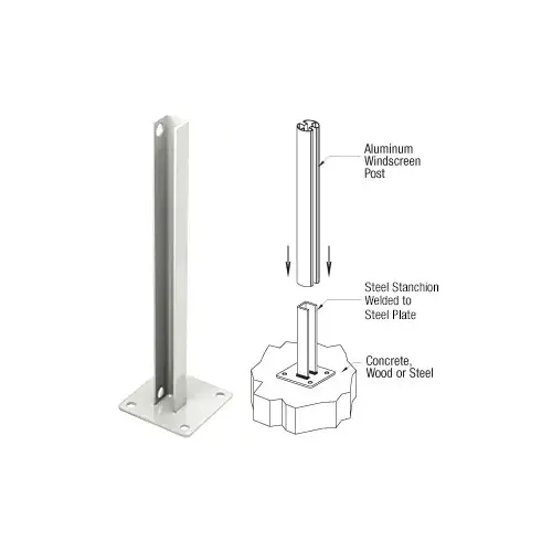 Sky White AWS Steel Stanchion for 180 Degree Round or Rectangular Center or End Posts