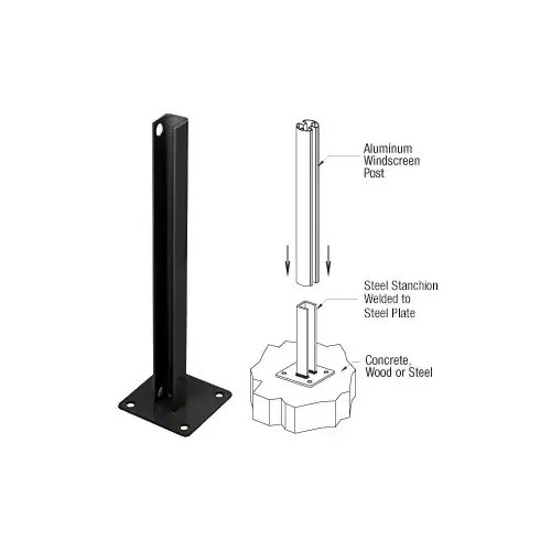 Black Steel Stanchion for 135 Degree Rectangular Center Posts