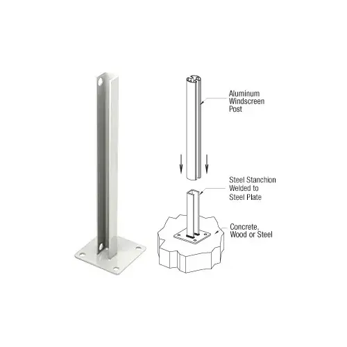 Sky White Steel Stanchion for 135 Degree Rectangular Center Posts Sky White Steel Stanchion for 135 Degree Rectangular Center Posts