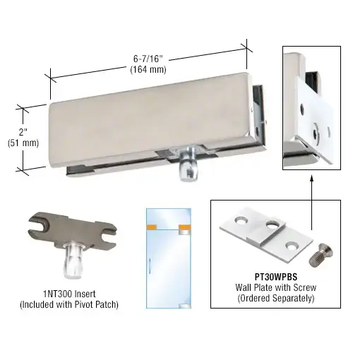 KABA Brushed Stainless Wall Mounted Transom Patch Fitting With Pivot