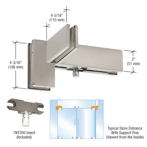 KABA Brushed Stainless Right Hand Sidelite Mounted Transom Patch Fitting with Support Fin Bracket KABA Brushed Stainless Right Hand Sidelite Mounted Transom Patch Fitting with Support Fin Bracket