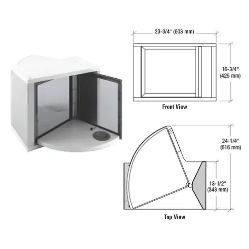 Satin Anodized Non-Bullet Resistant Quarter Round Pivot Server