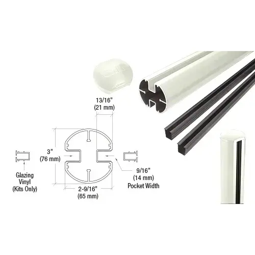 Oyster White 3" Diameter Round 180 Degree 36" Center Post Kit Oyster White 3" Diameter Round 180 Degree 36" Center Post Kit