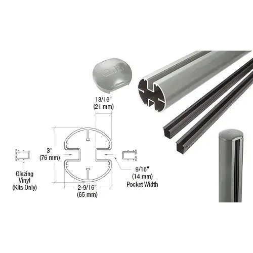 Agate Gray 3" Diameter Round 180 Degree 36" Center Post Kit Agate Gray 3" Diameter Round 180 Degree 36" Center Post Kit