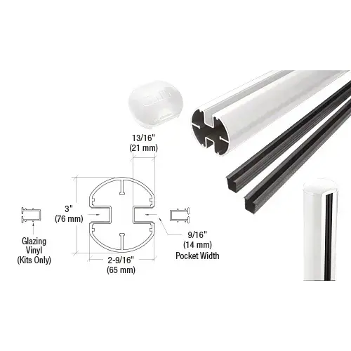 Sky White 3" Diameter Round 180 Degree 36" Center Post Kit