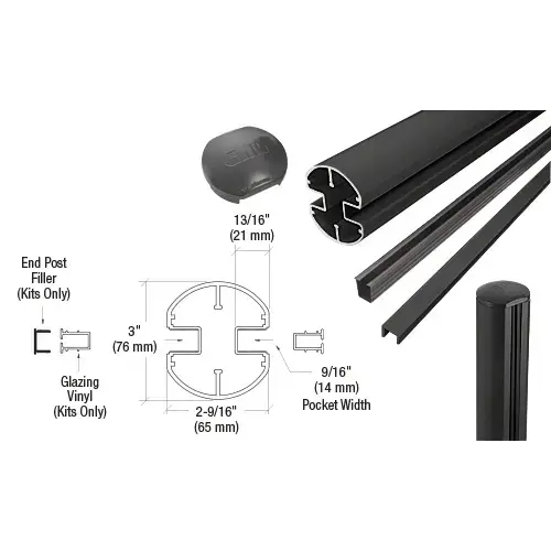 Matte Black AWS 3" Diameter Round 180 Degree 36" End Post Kit Matte Black AWS 3" Diameter Round 180 Degree 36" End Post Kit