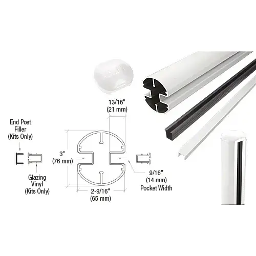 Sky White AWS 3" Diameter Round 180 Degree 60" End Post Kit Sky White AWS 3" Diameter Round 180 Degree 60" End Post Kit