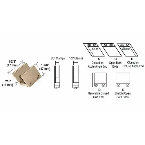 Polished Brass 1/2" 52 Degree Slant Open Center Clamp Type "B" Stair and Walkway Railings Polished Brass 1/2" 52 Degree Slant Open Center Clamp Type "B" Stair and Walkway Railings