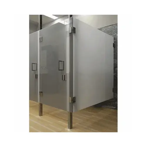 Brushed Stainless Custom Frameless 'All-Glass' Restroom Partition