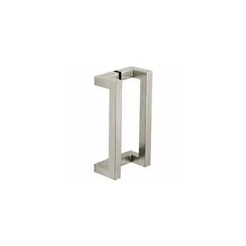 Brushed Stainless 24" Glass Mounted Offset Square Back-to-Back Pull Handle Brushed Stainless 24" Glass Mounted Offset Square Back-to-Back Pull Handle