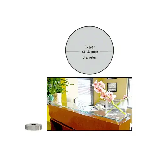 Brushed Stainless 1-1/4" Diameter by 1/4" Standoff Base Brushed Stainless 1-1/4" Diameter by 1/4" Standoff Base