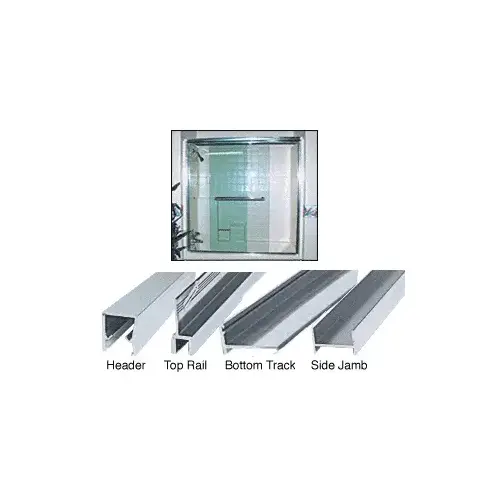 Brite Anodized Frameless Double "MK" Series Sliding Shower Door Kit - 60" W x 72" H for 3/8" Glass GLASS NOT INCLUDED